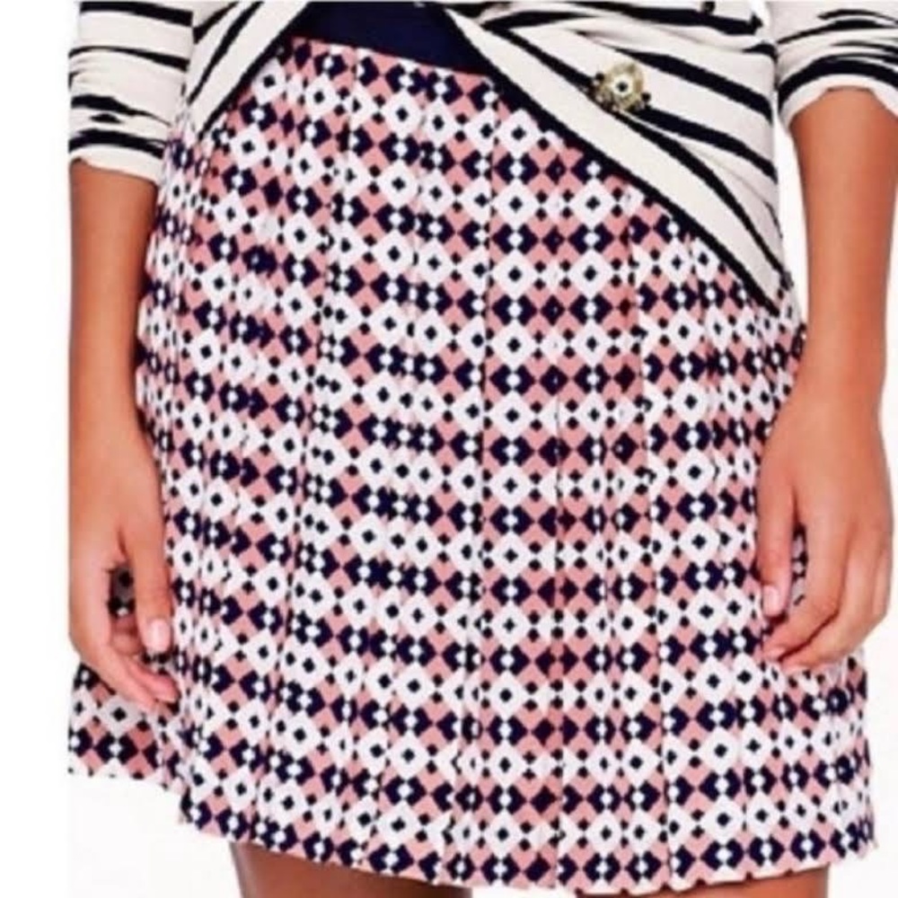 J. Crew silk diamond tile pleated skirt NWT